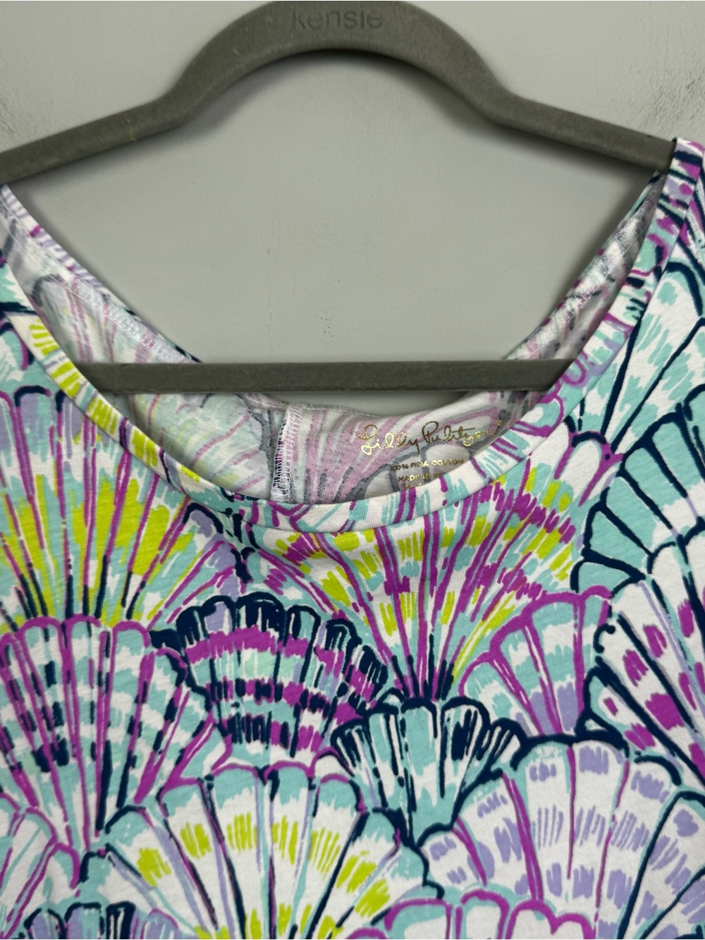 LILLY PULITZER | Pastel Shell-Print 3/4 Sleeve Pima Cotton Dress Women’s Size XL - Picture 5 of 8
